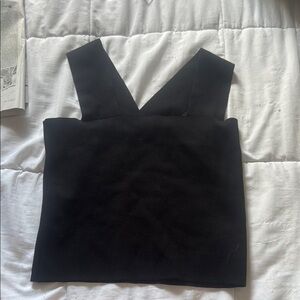 Black Sleeveless V-Neck Top